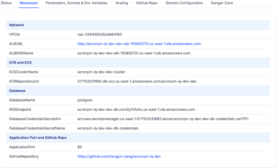 AWS Resource Provisioning feature screenshot